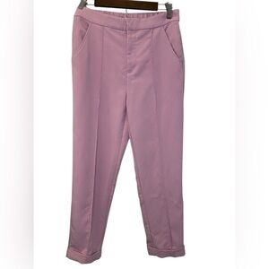 Anthropologie Maeve Pink Seamed Cuffed Ankle Trousers Size 8